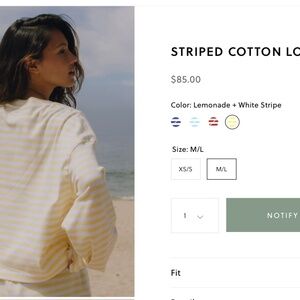 Daily Drills STRIPED COTTON LONG SLEEVE M/L Lemonade